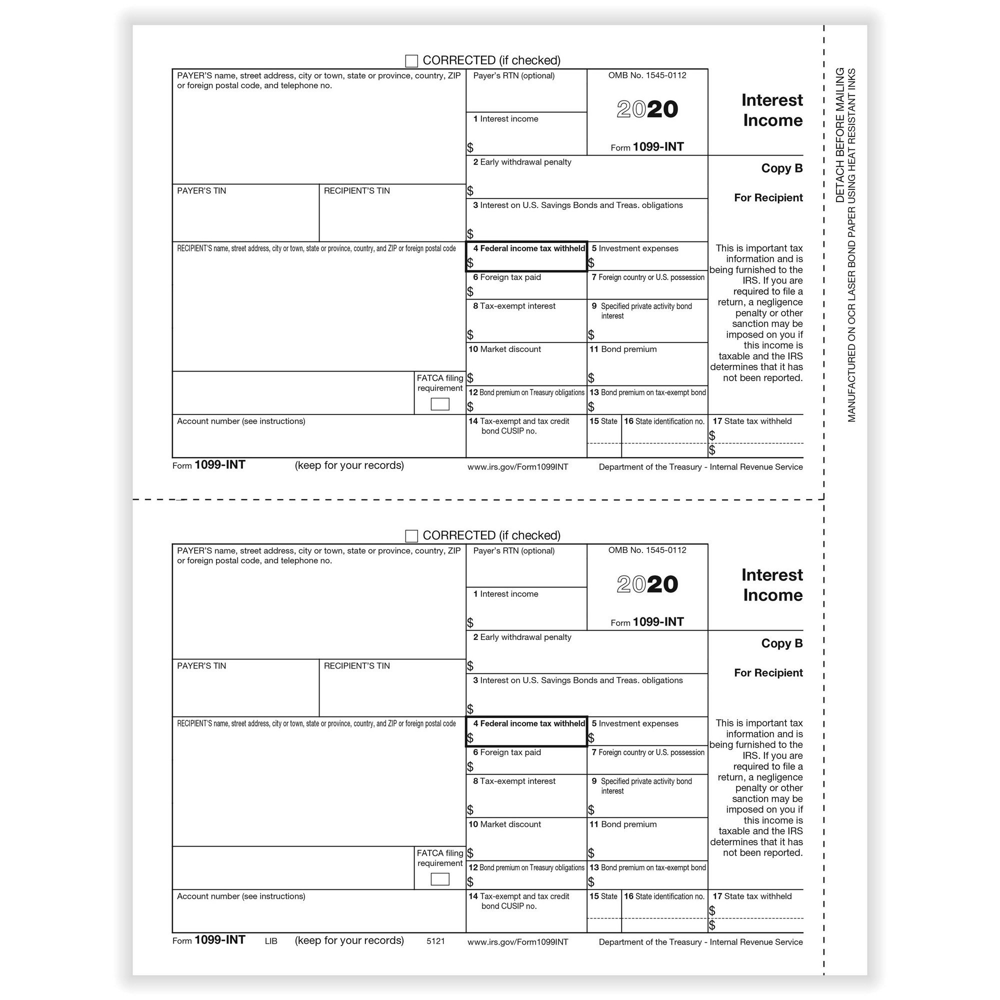 Ghdonat Com Recipient Copy B Irs Approved 50 Sheets Quantity 100 Forms Recipients Egp 1099 Misc Laser Forms Recordkeeping Money Handling Office Supplies