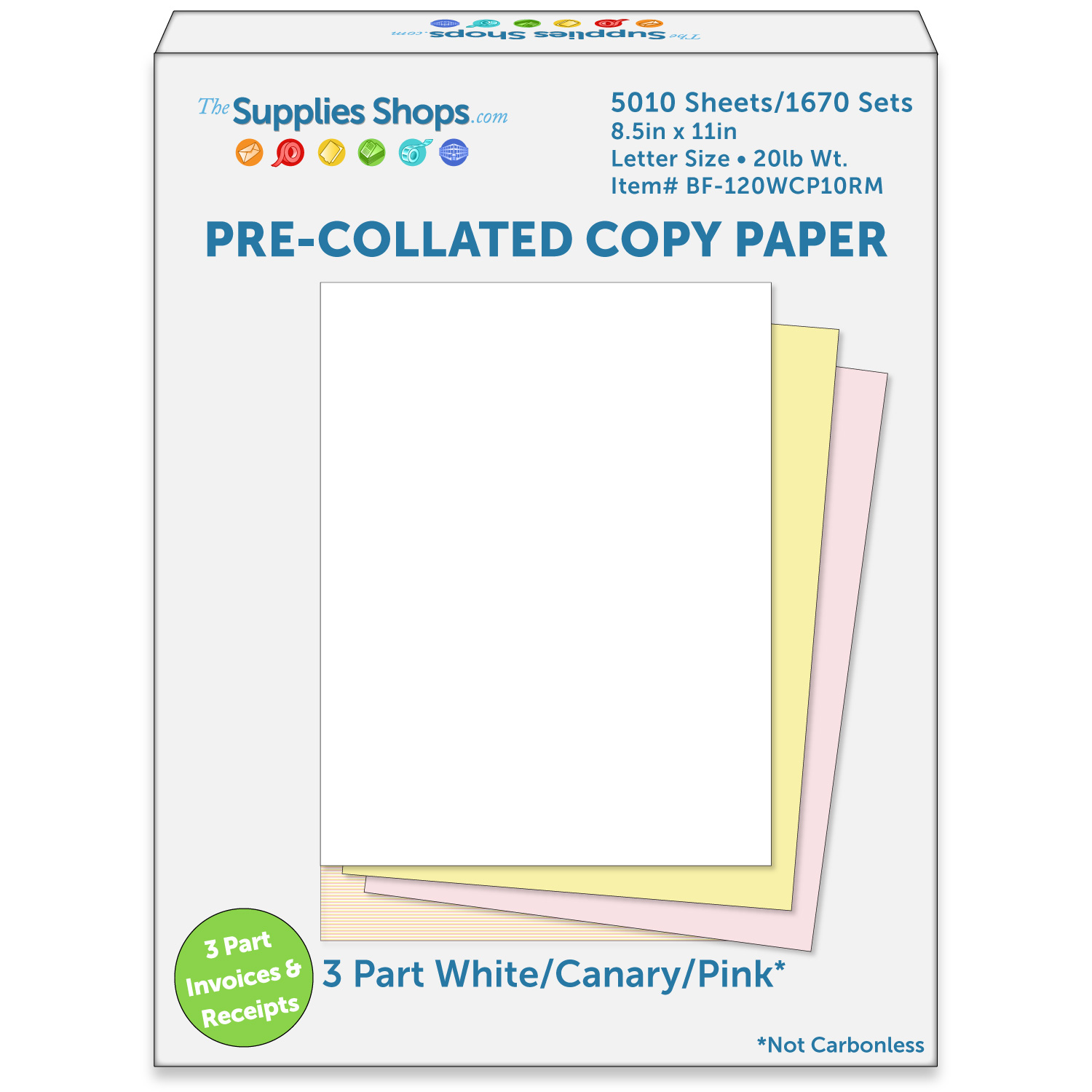 8 12 X 11 Pre Collated 20 Colored Paper 1670 White Canary Pink Sets Carton Of 5010 Sheets