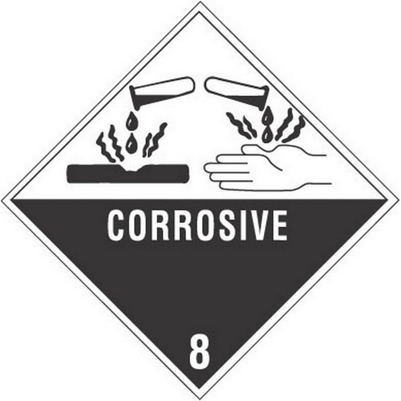 4 X 4 Corrosive D O T Class 8 Hazard Labels 500 Per Roll