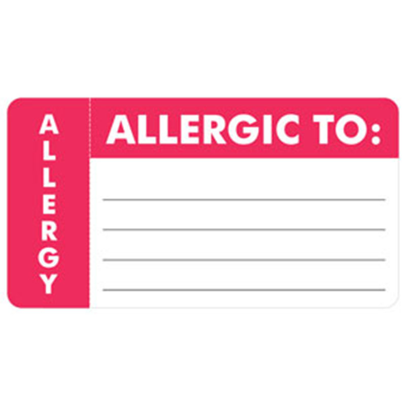 Allergy Warning Labels, ALLERGIC TO: - Red/White (Wrap Around), 3-1/4 ...