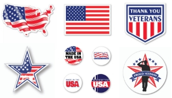 variety of patriotic stickers