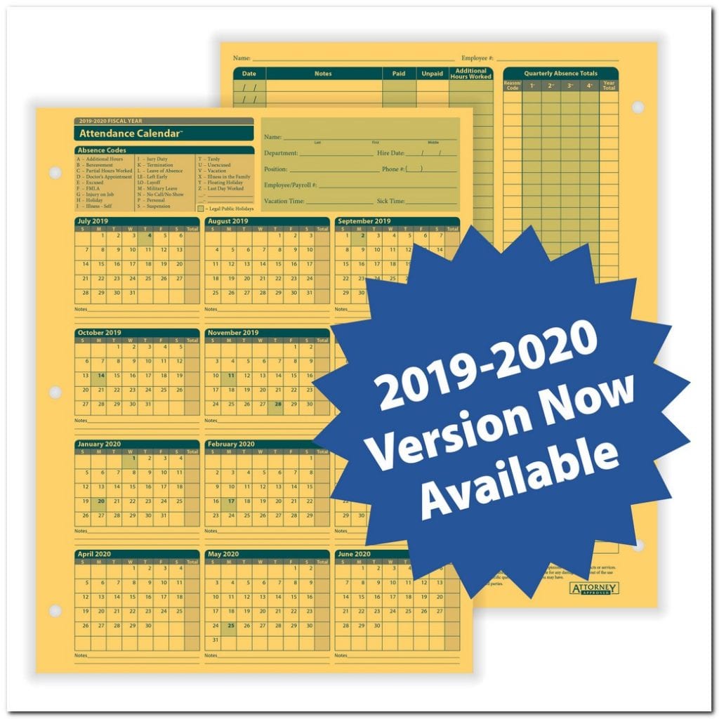 Attendance Calendars for 2019 – 2020 Now Available! - The Supplies Shops